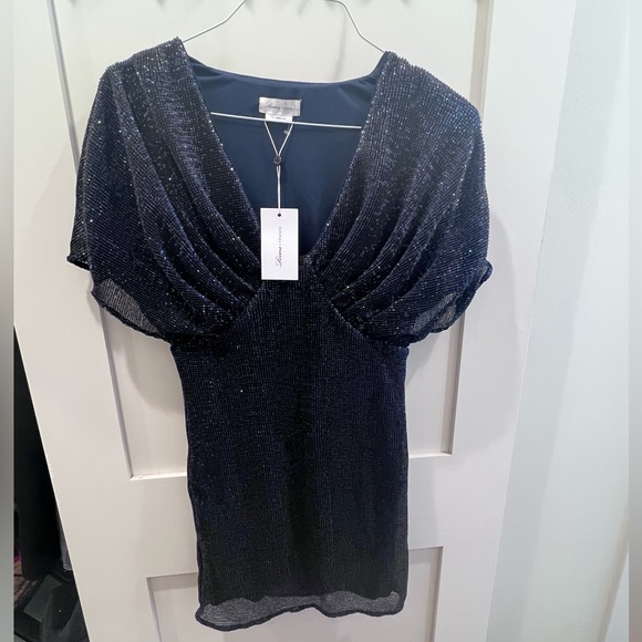 Lovers + Friends Navy Sequin Dress (Taylor Swift Eras Tour Vibes) NWT - Picture 2 of 8